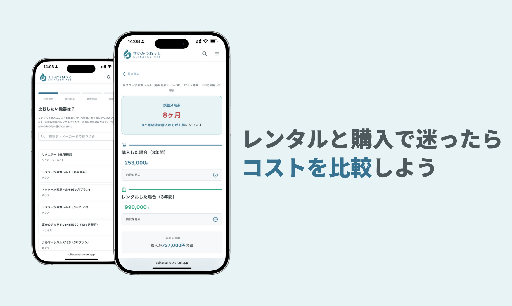 水素吸入器レンタル vs 購入コスト比較