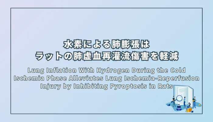 Lung Inflation With Hydrogen During the Cold Ischemia Phase Alleviates Lung Ischemia-Reperfusion Injury by Inhibiting Pyroptosis in Rats（冷虚血期における水素による肺膨張はラットの肺虚血再灌流傷害をピロトーシスの抑制により軽減する）