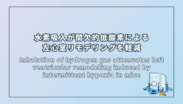 Inhalation of hydrogen gas attenuates left ventricular remodeling induced by intermittent hypoxia in mice（水素ガス吸入が間欠的低酸素による左心室リモデリングを軽減する：マウス実験）