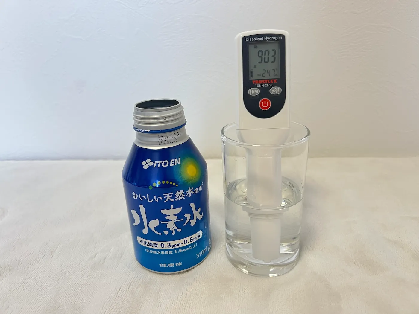 測定器の故障を確認するために、新しく開封して水素濃度を計測