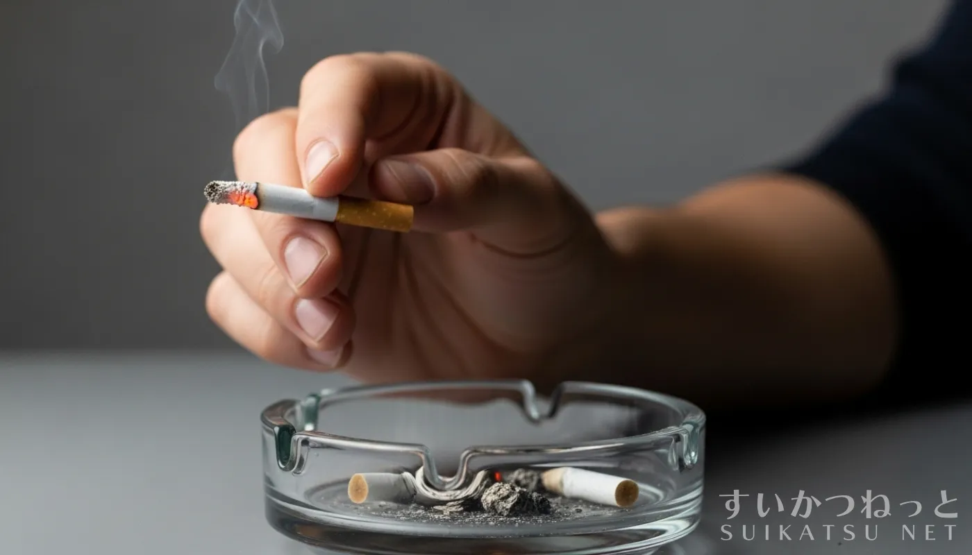 ラドン吸入と組み合わせると肺がんリスクが激増する喫煙のイメージ